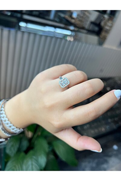 925Silver Baget yüzük (parçalı taşlı)
