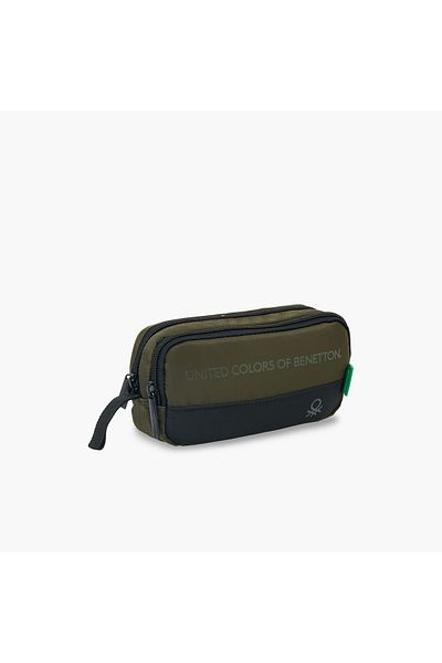 United Colors of Benetton UCB Solid 2-Compartment Pencil Pouch with Zip Closure