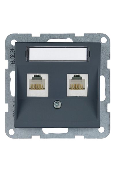 PANASONIC Mechanism Socket 2xCAT5e with Label Karre Plus 55 Soft Touch Night