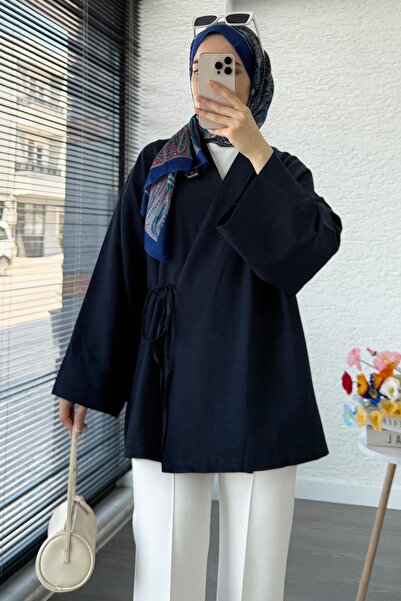MELEK ARAZ Wrap Tie Kimono - Navy Blue