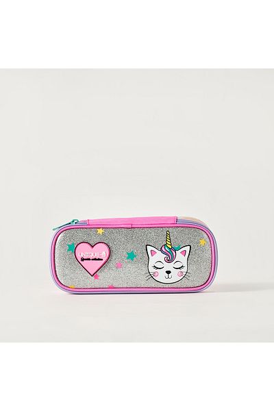 Unique Cat Print Pencil Case with Zip Closure
