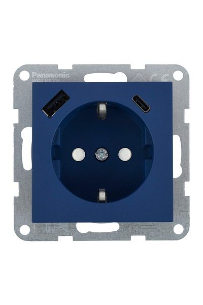 PANASONIC Socket Schuko with Child Protection and USB (A + C) Mechanism QC Karre Plus 55 Ocean