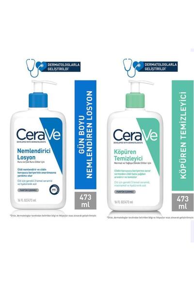 CeraVe Nemlendirici Losyon 473 Ml + Köpüren Temizleyici 473 Ml