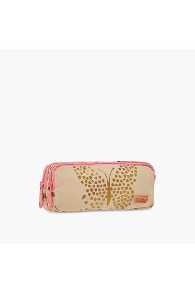 MUST Butterfly Print Pencil Pouch with Zip Closure