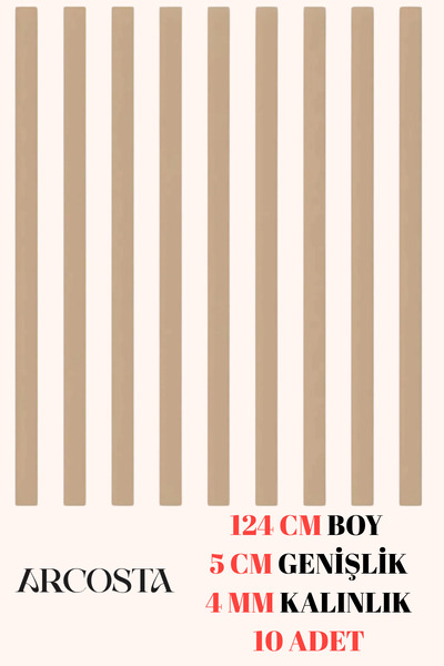 Genel Markalar Ham Mdf Iskandinav Duvar Çıtası 4 mm Kalınlık 124 cm Uzunluk 5...