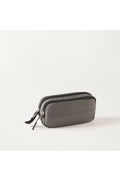 United Colors of Benetton UCB Solid 2-Compartment Pencil Pouch with Zip Closure