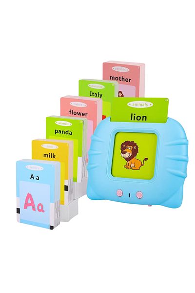 Danex Montessori Toy, Learn Things with Card Reader, 112 Cards with 224 Words, Blue