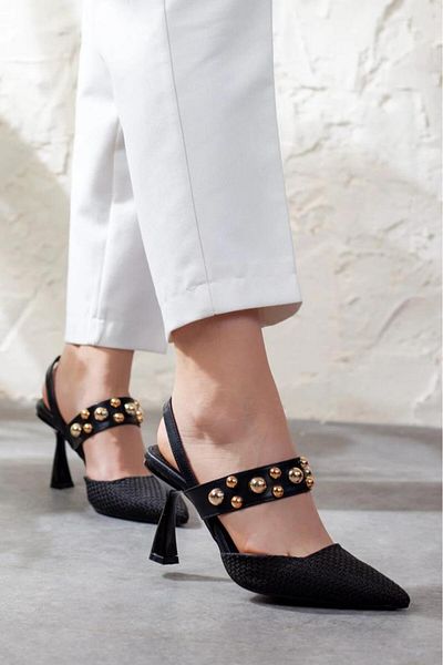 Ventes Women's Straw Detailed Heeled Women's Shoes