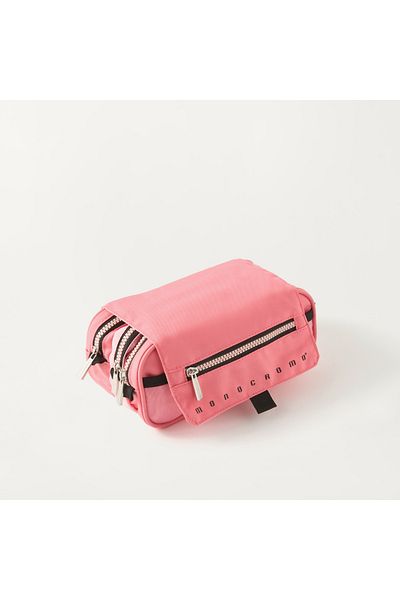 Monocrom Monocromo Solid 3-Compartment Pencil Case with Zip Closure