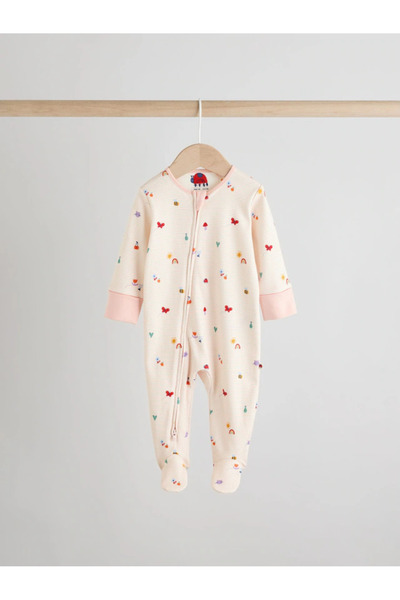 Next Baby 100% Organic Cotton Blue Colored Animal Patterned Double Zippered 3-Piece Sleeping Bag Set Alyaw2293