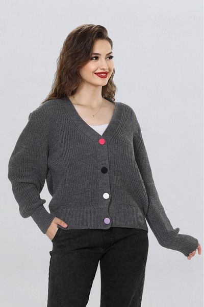 EZGİ KILINÇ Women's Colorful Button Detailed Knitted Cardigan
