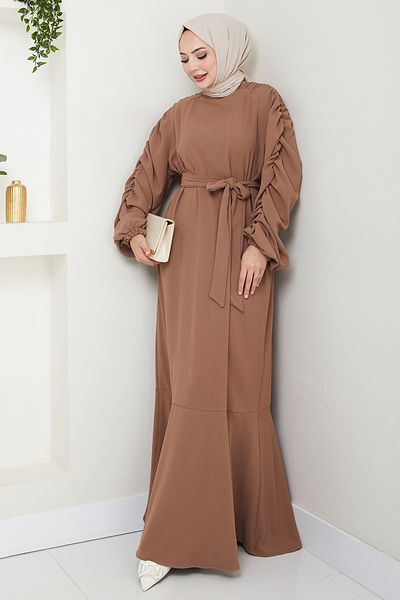 InStyle Φόρεμα καφέ με ελαστικό κρεπ