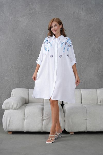 BURRASCA Oversize Linen Tunic with Embroidery