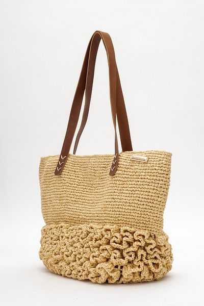 Dericlub Dericlub Women's Straw Handmade Shoulder Bag Zy 25008 Beige