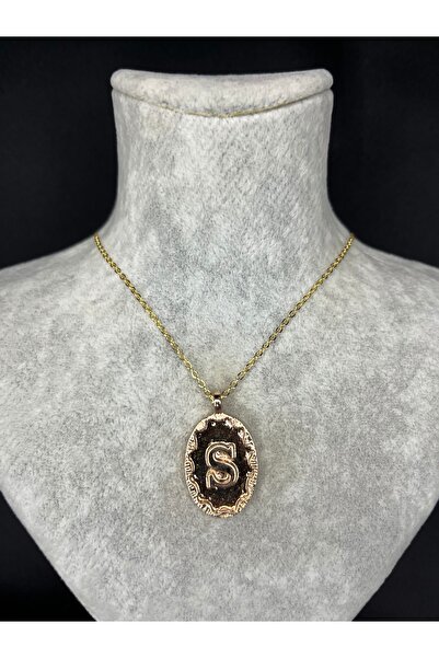 Mos Tespih Letter S Gold Steel Necklace