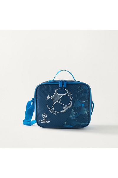 CHAMPIONS League Football Print Lunch Bag with Adjustable Strap and Zip Closure