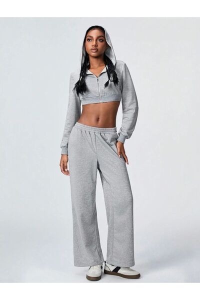 GERLAY Women's Gray Comfortable Fit Straight Leg Track Pants