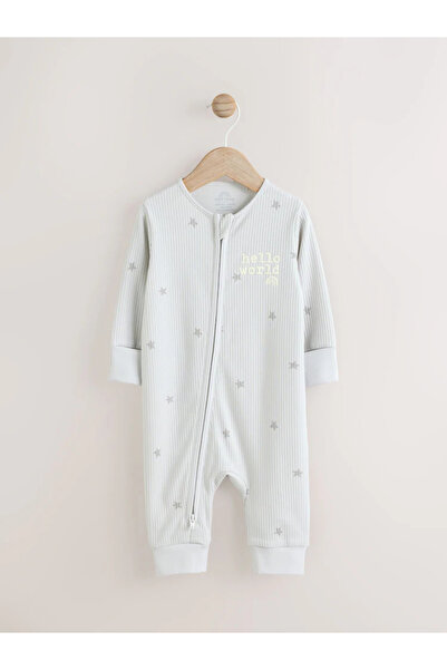 Next Baby %100 Organik Pamuklu Gri Merhaba Dünya Tulumu ALYAA6203