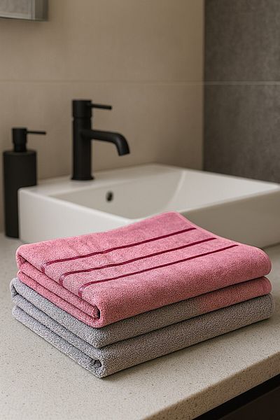 MixCotton Home 100% Cotton 4-Piece Hand Face Towel 90X50 cm 2 Pieces Gray+2 Pieces Pink
