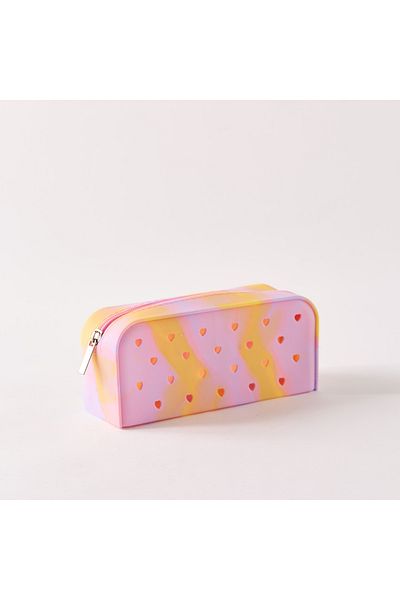 Lifestyle Heart Textured Pencil Pouch with 6 Jibbitz Charms