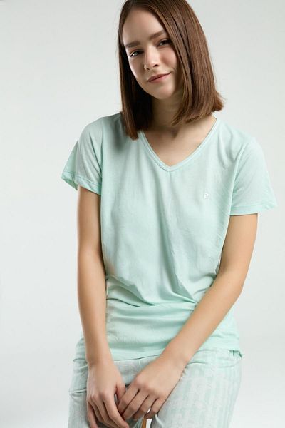Pierre Cardin Women's Mint V-Neck Viscose Pocket Detailed Pajama Set