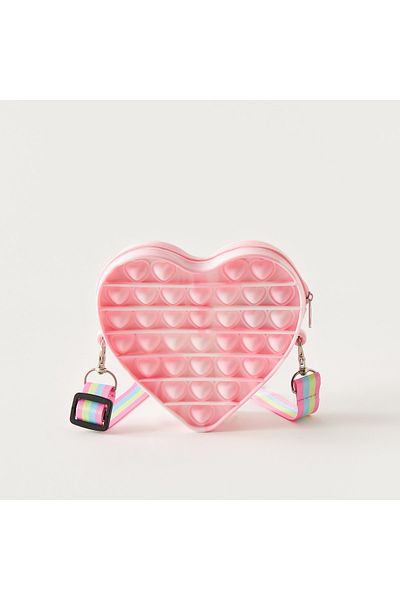 Lifestyle Heart Shaped Pop-It Bag Keychain with Strap