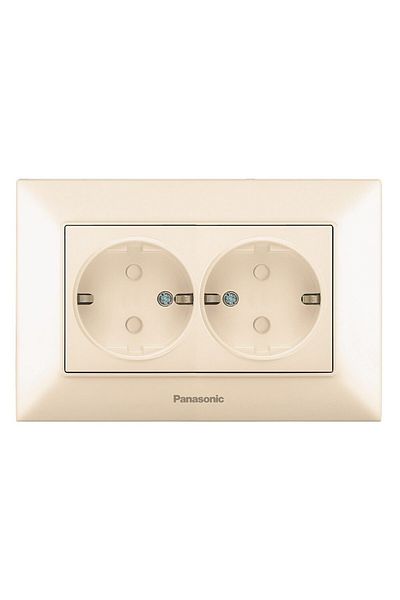 PANASONIC Double Schuko Outlet with Child Protection - Arkedia Slim Beige