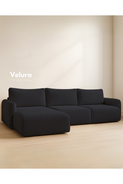 Velura Home & Living Enzo Modern Uzanmalı Köşe Takımı - Gece Mavisi