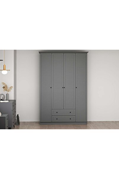 Vivense LİVO GARDIROP, ANTRASİT, 4 KAPAKLI