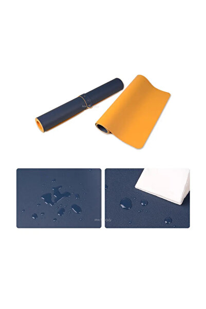 Mcstorey بساط ماوس جلدي لسطح المكتب غير قابل للانزلاق ومتين مقاس 2 مم 90 × 45 سم أزرق داكن