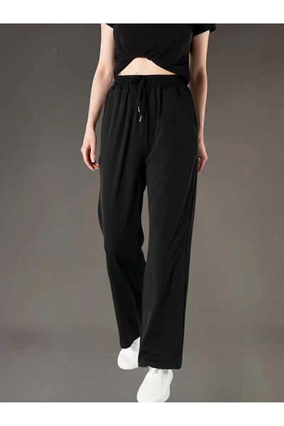 NURVES Women's Black Comfortable Fit Straight Leg Track Pants