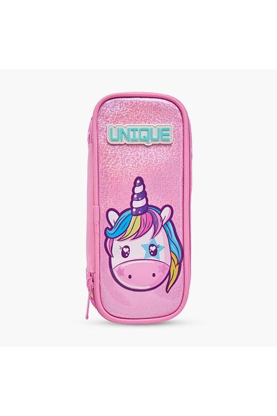 Unique -O Unicorn Print Pencil Case with Zip Closure