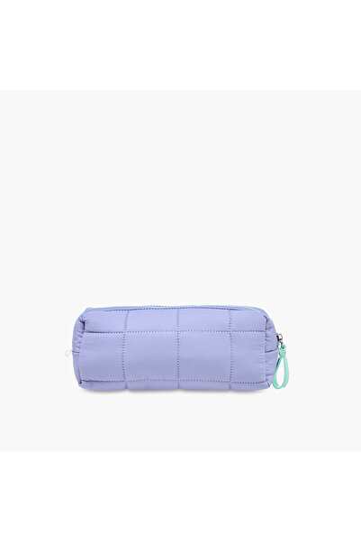 Marshmallow Quilted Pencil Pouch with Zip Closure