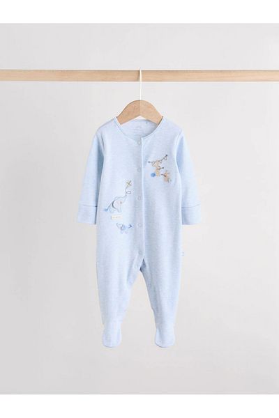 Next Baby 100% Organic Cotton Blue/White Colored Elephant Patterned 3-Piece Sleeping Bag Set with Snap Fasteners Alyaw3103