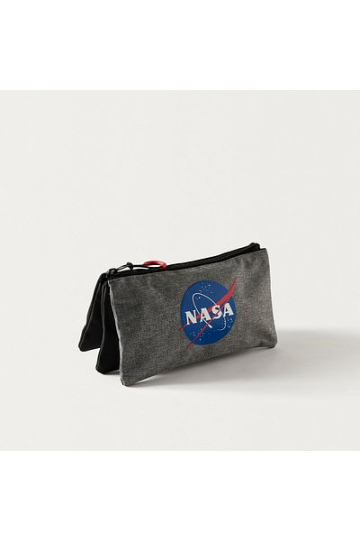 Nasa Logo Detail Pencil Pouch with Zip Closure - 1-Year Warranty