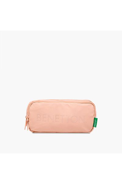 United Colors of Benetton UCB Logo Embossed 2-Compartment Pencil Pouch with Zip Closure
