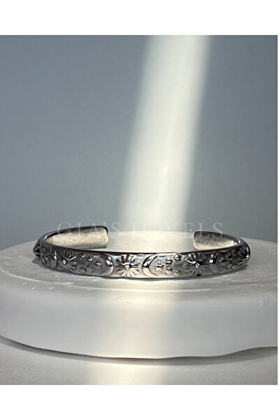 Generic Silver Kaplama Çelik Bileklik – Güneş Ay Yıldız Detaylı Boho Kadın Ta...