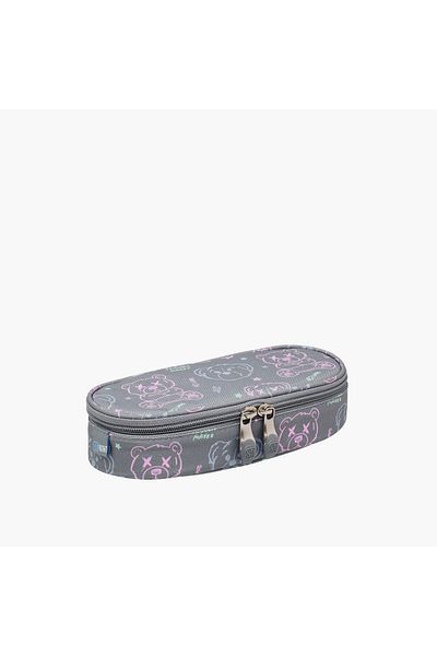 ST Right St.Right Bear Print Pencil Case with Zip Closure