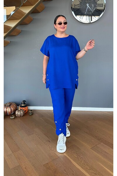 Vio Moda Büyük Beden Cotton Woven Viscose Suit