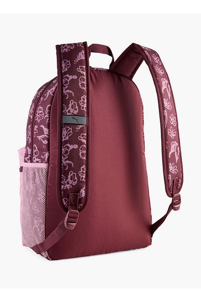Puma Girls Floral Print School Backpack with Adjustable Straps and Zip Closure