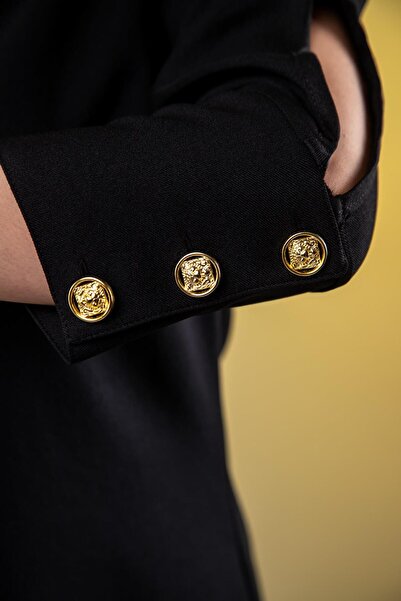 Roxxlen 3330450 Γυναικείο 3330450 Φόρεμα με λεπτομέρεια στο μανίκι σε μεγάλο μέγεθος Μαύρο