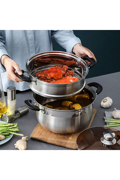 Muchmy Double Layer Stainless Steel Steamer Pot Milk Pot for Induction Gas Stove Pot - 26CM
