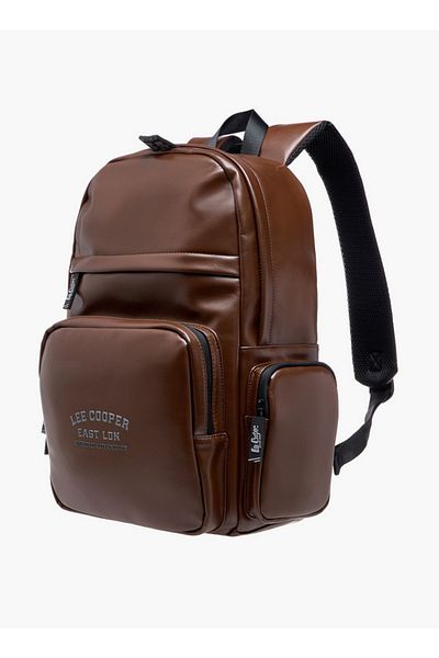 Lee Cooper Men Logo Detail Backpack with Adjustable Straps and Zip Closure - 32x15x45 cm