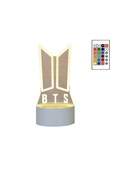OEM 3D LED Night Light, BTS LOGO, 16 Colors, with remote control, USB Power or 3 AA batteries