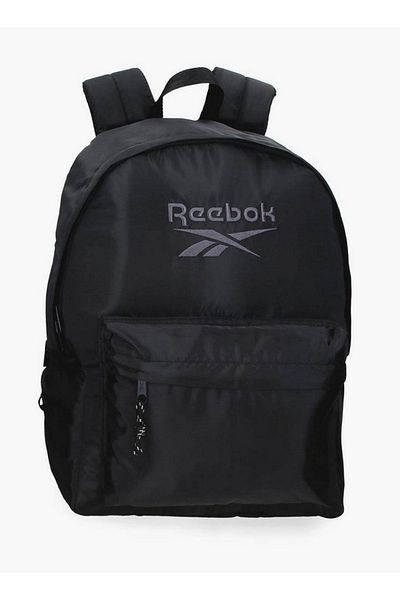 Reebok حقيبة ظهر مدرسية بطباعة شعار مع أحزمة قابلة للتعديل وسحاب للإغلاق - 38 × 19 × 43 سم