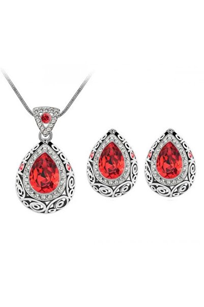 Kelan Queen Elegance jewelry set – Royal Red crystals, S925 silver plated