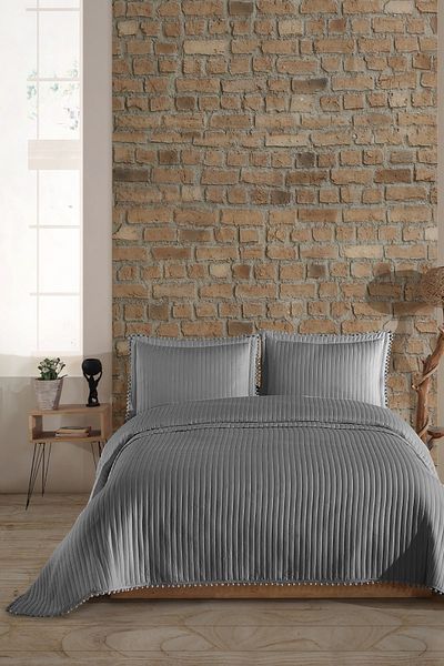 Elart Florita Bedspread Set Double (240X260 cm) Grey
