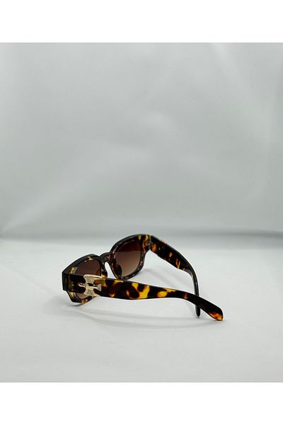 La sauvagine Prestige Series – Oval Leopard Sunglasses with Gold Detail