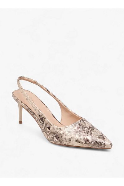 Flora Bella by Shoexpress Women Textured Slingback Shoes with Stiletto Heels