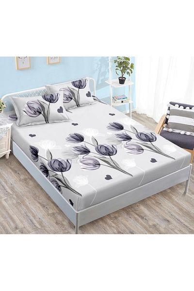 OEM Double bed sheet and pillowcases, Finet, Tulip Print, Multicolor, 180x200cm, 3-piece, for 2 people